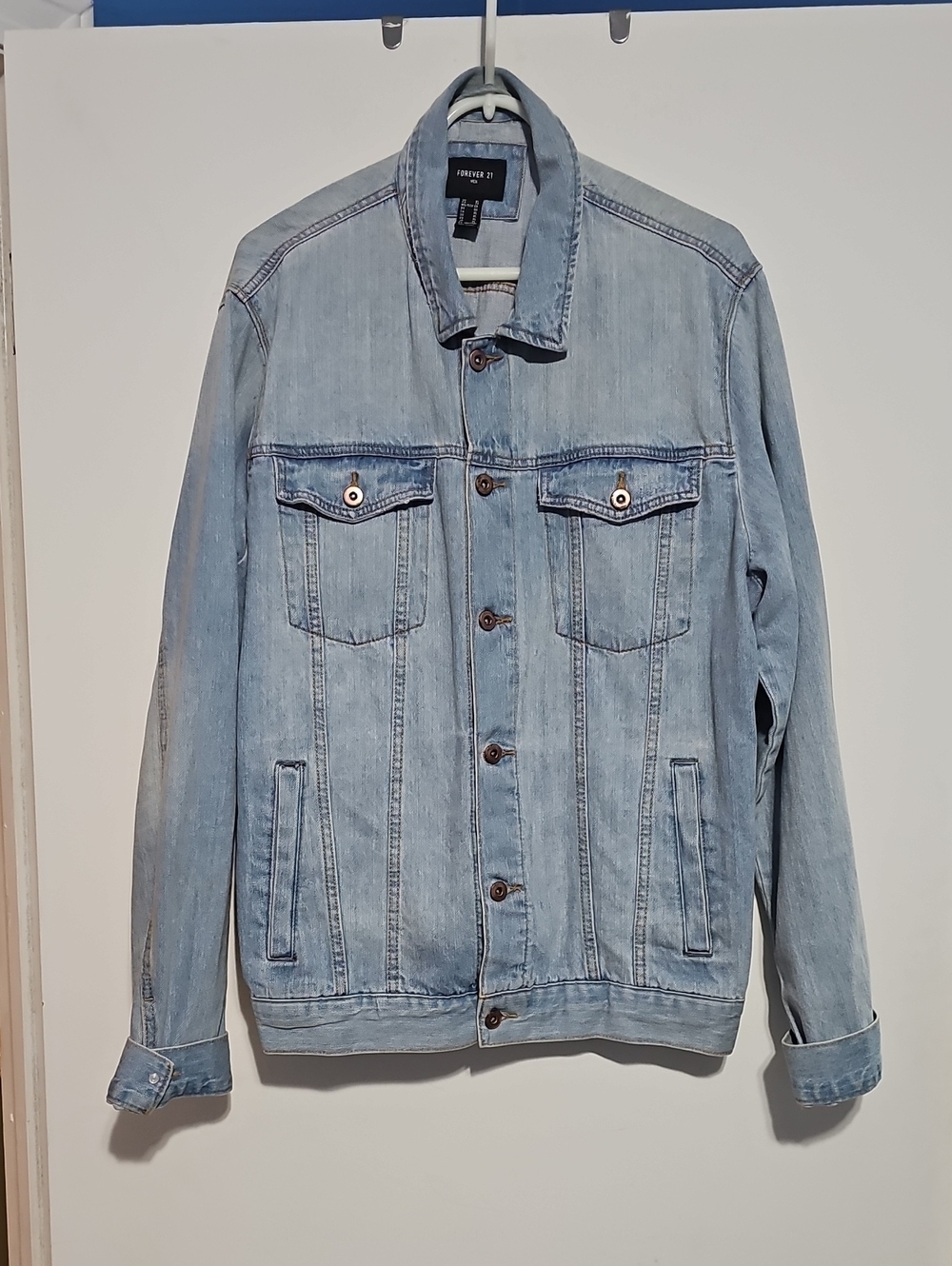 Forever 21 Light Blue Denim Jacket - Men's Classic Trucker Sz Xl